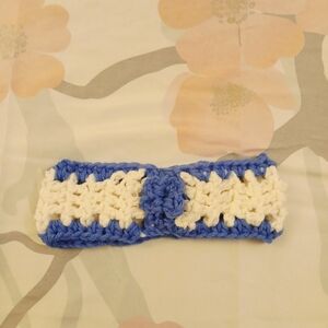 Handcrafted Blue and White Kids Crochet Headband